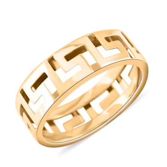 10k yellow gold greek key eternity band ring