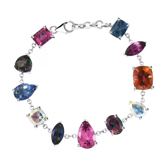 mix shape multi color mystic topaz station link bracelet