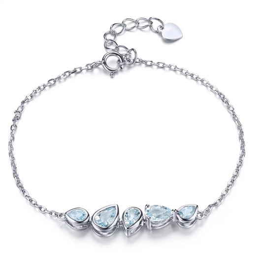aquamarine bracelet in rhodium over sterling silver