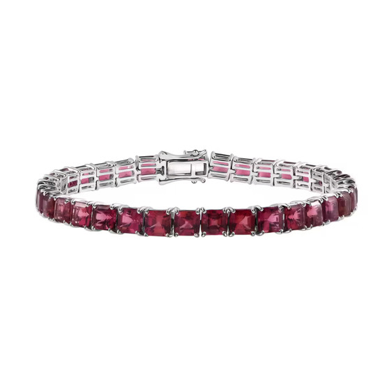 rubellite tourmaline tennis bracelet in 950 platinum