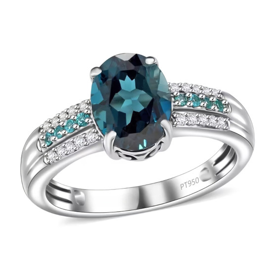 indicolite tourmaline paraiba tourmaline and diamond ring in solid 950 platinum ring