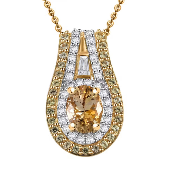golden tanzanite yellow sapphire and zircon pendant necklace in 18k yellow gold over sterling silver