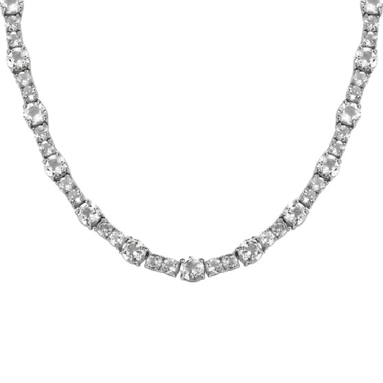 white topaz tennis necklace in rhodium over sterling silver