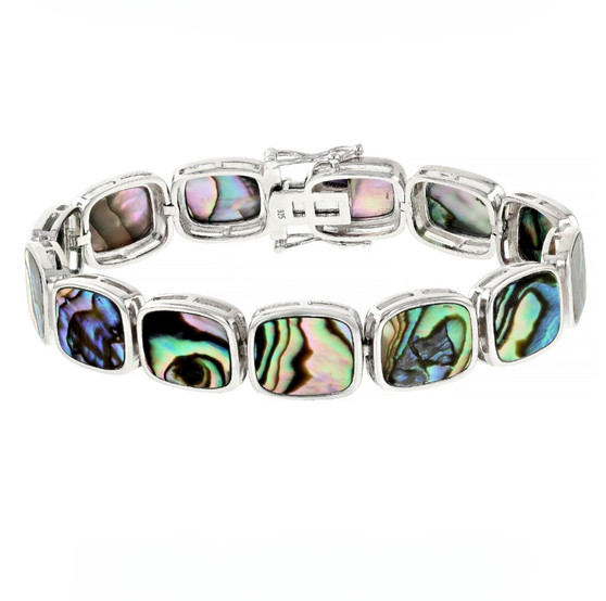 abalone shell bracelet in rhodium over sterling silver