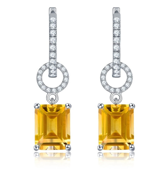 natural gemstone dangle earrings in rhodium over sterling silver