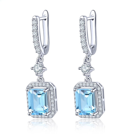 sky blue topaz and white zircon earrings in rhodium over sterling silver