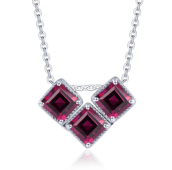 rhodolite garnet or aquamarine multi style pendant necklace in rhodium over sterling silver