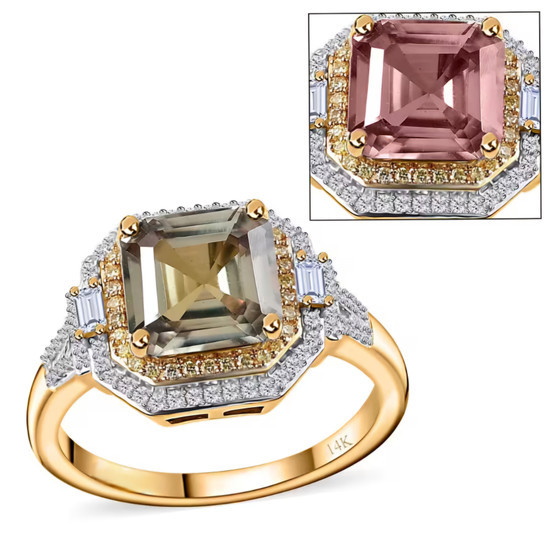 turkizite yellow and white diamond ring in 14k yellow gold