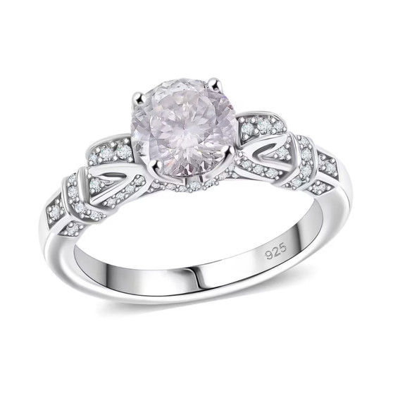 moissanite ring in rhodium over sterling silver