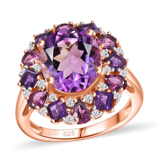 rose de france amethyst multi gemstone ring in 18k rose gold over sterling silver