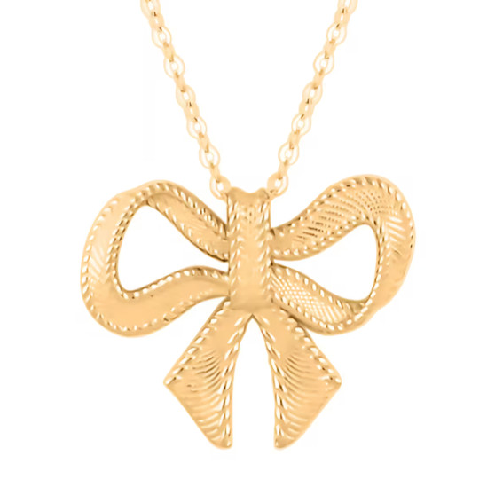 10k yellow gold bow necklace