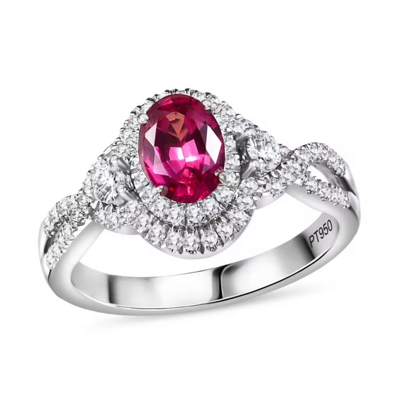 mahenge spinel and diamond ring in 950 platinum