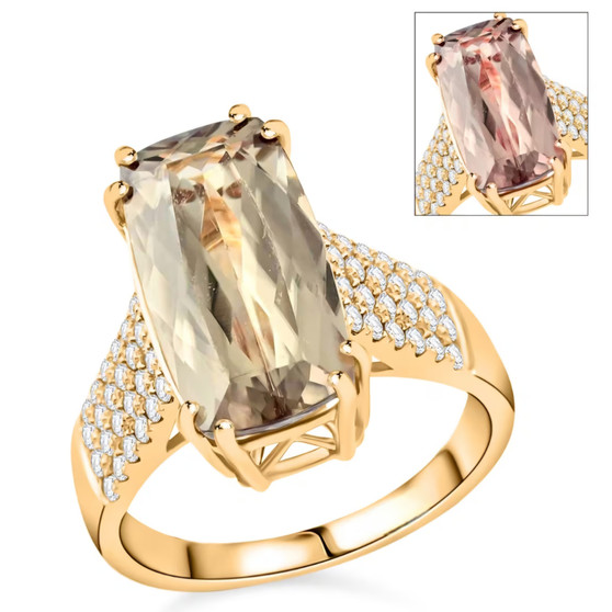 turkizite and diamond solitaire ring in 18k yellow gold