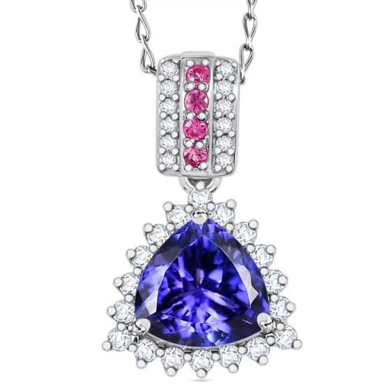 tanzanite mahenge spinel and diamond halo pendant necklace in 950 platinum