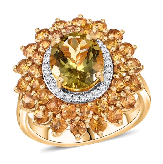 yellow apatite orange sapphire and zircon 18k yellow gold over sterling silver halo ring
