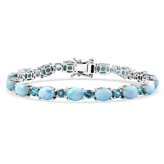 larimar and blue apatite tennis bracelet in rhodium over sterling silver