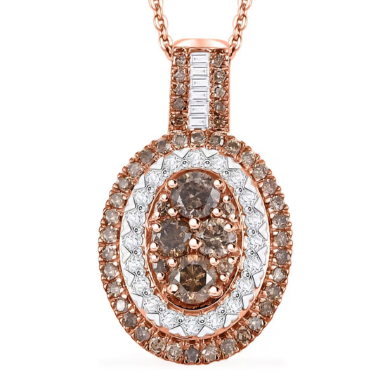 champagne and white diamond 18k rose gold over sterling silver custer pendant necklace