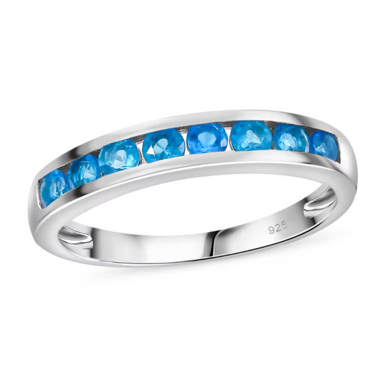 neon apatite half eternity rhodium over sterling silver band ring