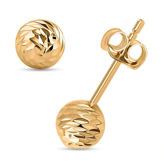 diamond cut ball stud earrings in 10k yellow gold