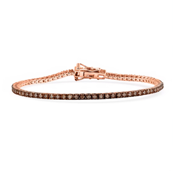 champagne diamond tennis bracelet in 18k rose gold over sterling silver