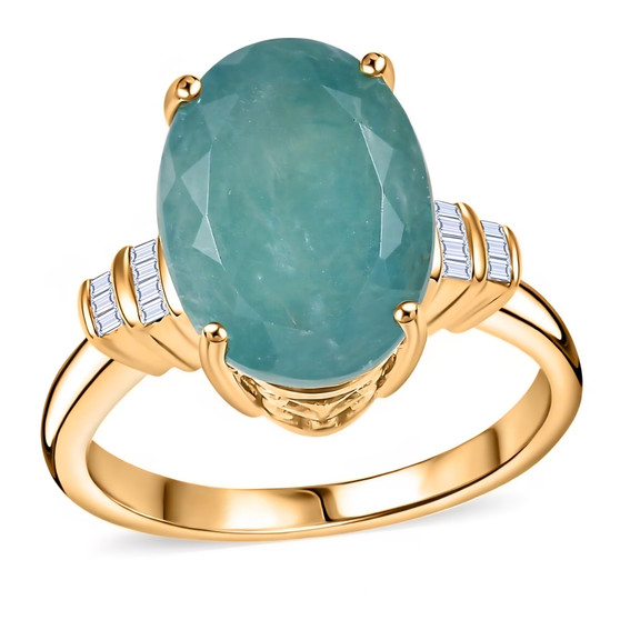 grandidierite and diamond 10k yellow gold ring