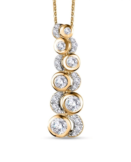 moissanite pendant necklace in 18k yellow gold over sterling silver