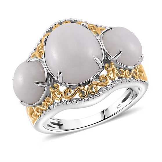 white jade trilogy ring in two-tone 18k yellow gold and rhodium over sterling silver