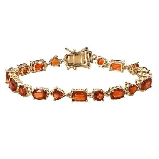 orange kyanite mixed cuts tennis bracelet in 18k yellow gold over sterling silver