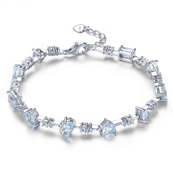 aquamarine bracelet in rhodium over sterling silver