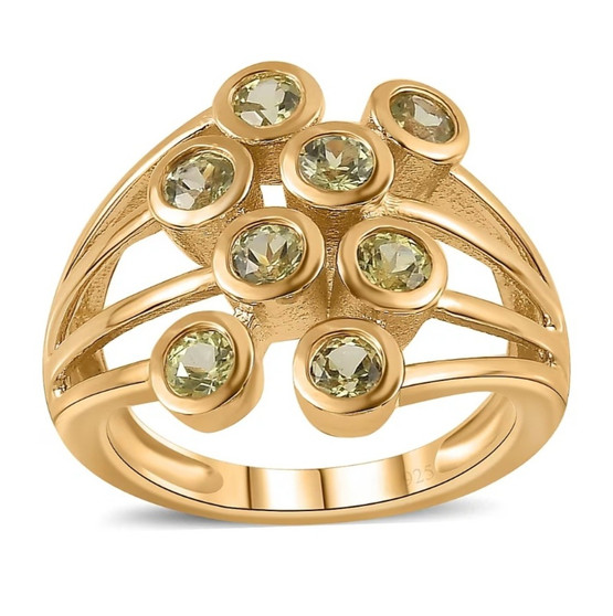 chrysoberyl openwork bubble ring in 18k yellow gold over sterling silver