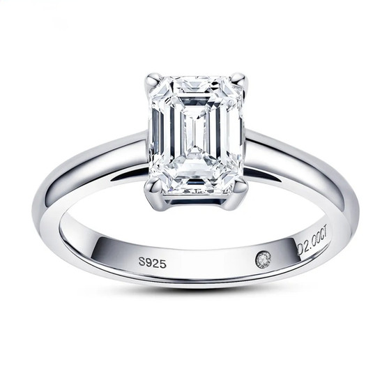Emerald-cut-moissanite-solitaire-silver-wedding-ring-stock-GGM912
