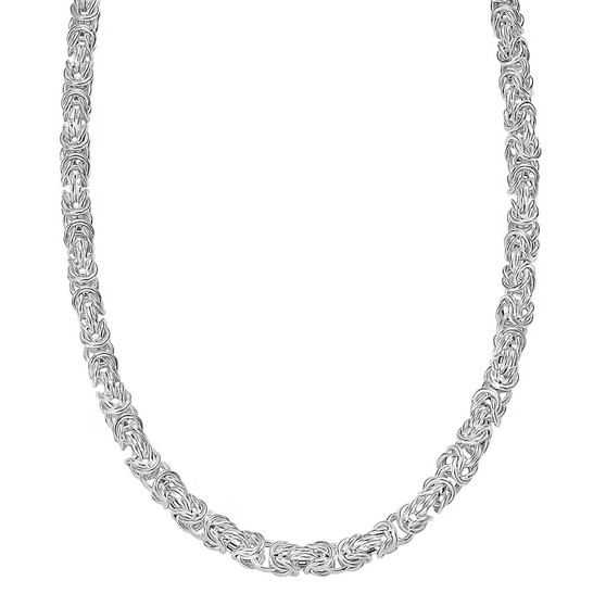byzantine chain sterling silver necklace rhodium plated front view