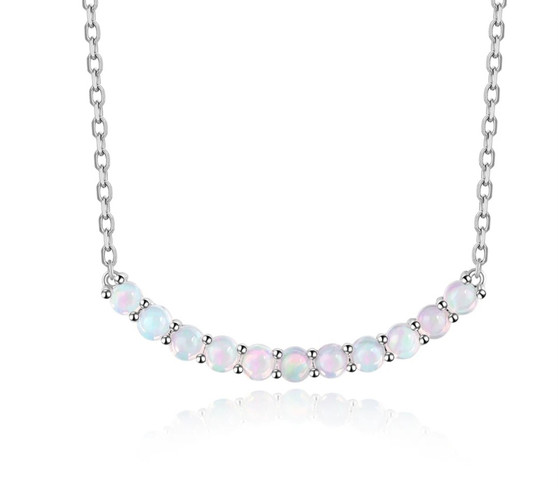 ethiopian opal necklace in rhodium over 925 sterling silver