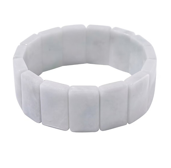 front view of white jade stretch bracelet