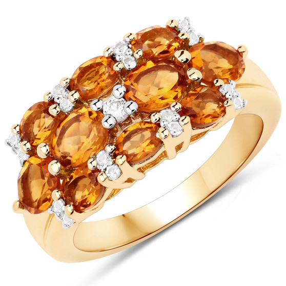 citrine yellow gemstone ring in 18k yellow gold over sterling silver
