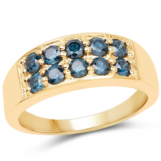 blue diamond cluster ring in 10k gold