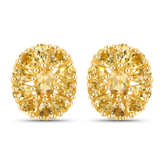 citrine yellow gemstone earring in 18k yellow gold over sterling silver