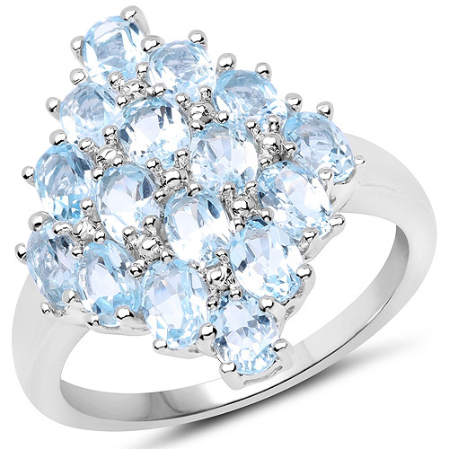 sky blue topaz cluster ring in rhodium over sterling silver