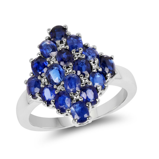 kyanite cluster ring in rhodium over sterling silver