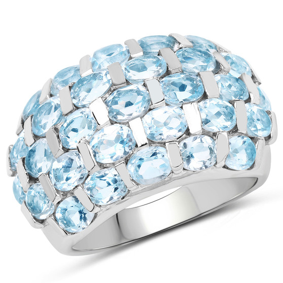 sky blue topaz cluster ring in rhodium over sterling silver