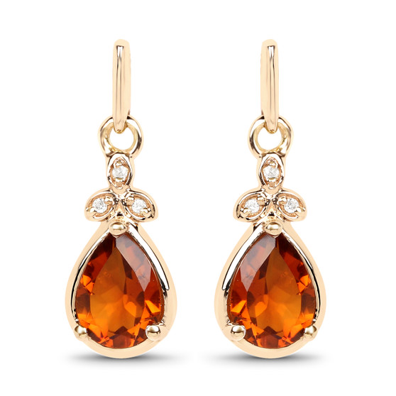 madeira citrine and white diamond earrings in 14k yellow gold