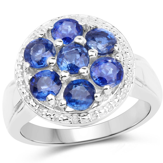 kyanite cluster ring in rhodium over sterling silver