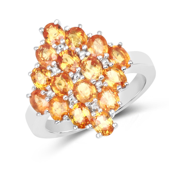 yellow sapphire cluster ring in rhodium over sterling silver
