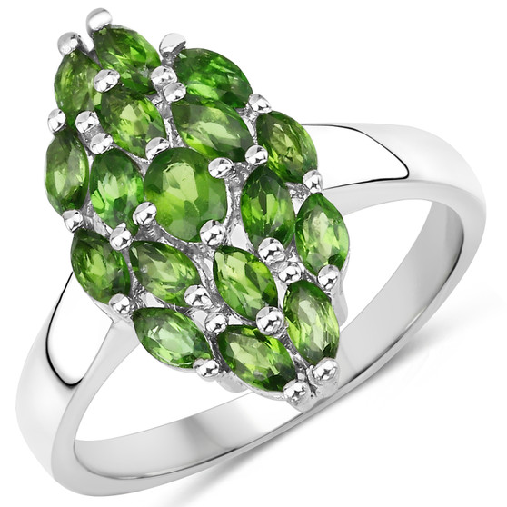 chrome diopside ring in rhodium over sterling silver