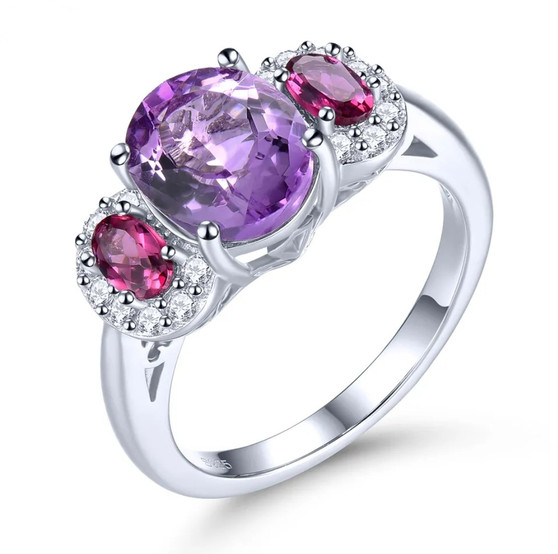 Amethyst-rhodolite-garnet-trilogy-silver-ring-stock-GGZ0102 Amethyst-rhodolite-garnet-trilogy-silver-ring-stock-GGZ0102