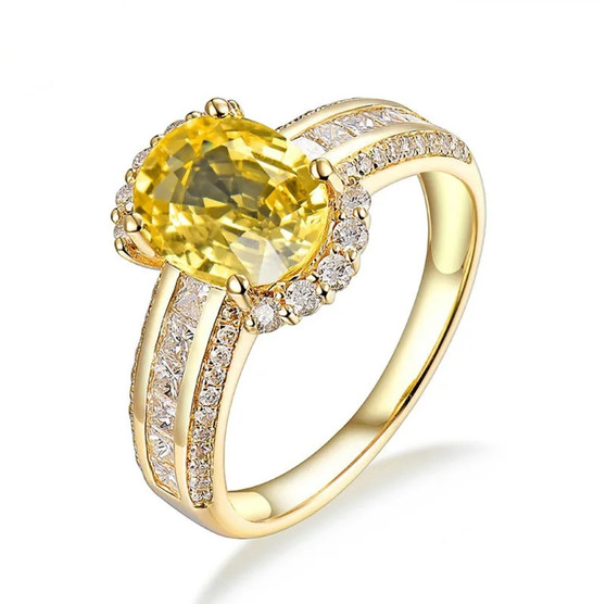 yellow sapphire and diamond half halo 18k yellow gold ring