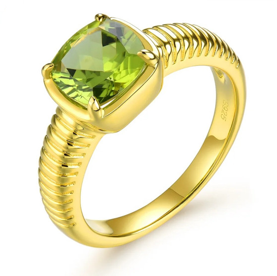 peridot solitaire ring in 18k yellow gold over sterling silver ring
