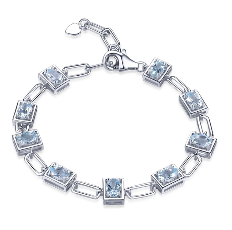 Aquamarine Bracelet in Rhodium over Sterling Silver 3.6ctw