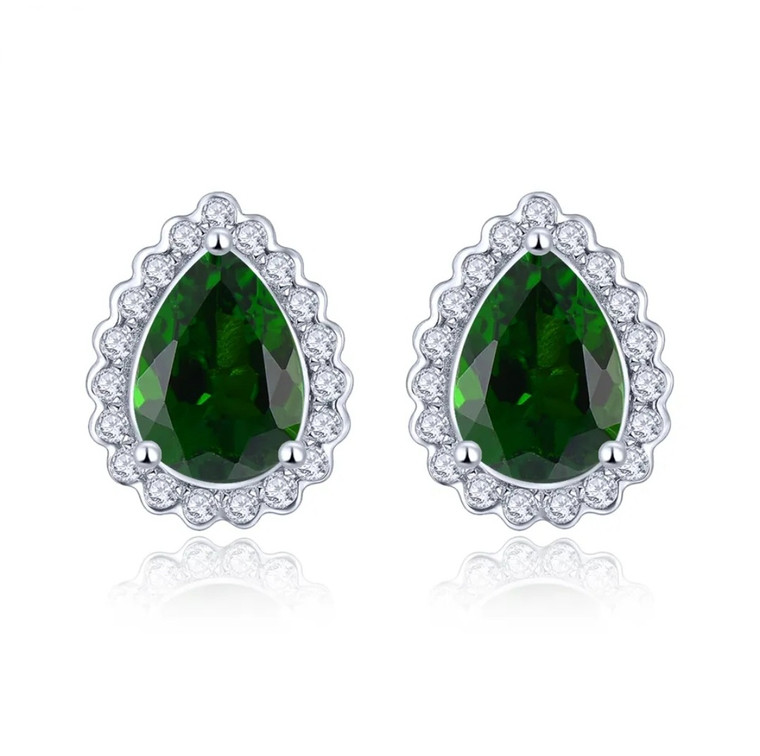 Chrome-diopside-pear-halo-silver-stud-earrings-stock-GGZ150