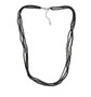 front view of black spinel rondelle beaded triple strand 20" necklace in rhodium over sterling silver